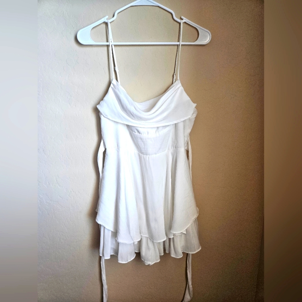 Elegant White Women's dress with shorts underneath LITTLE LIE